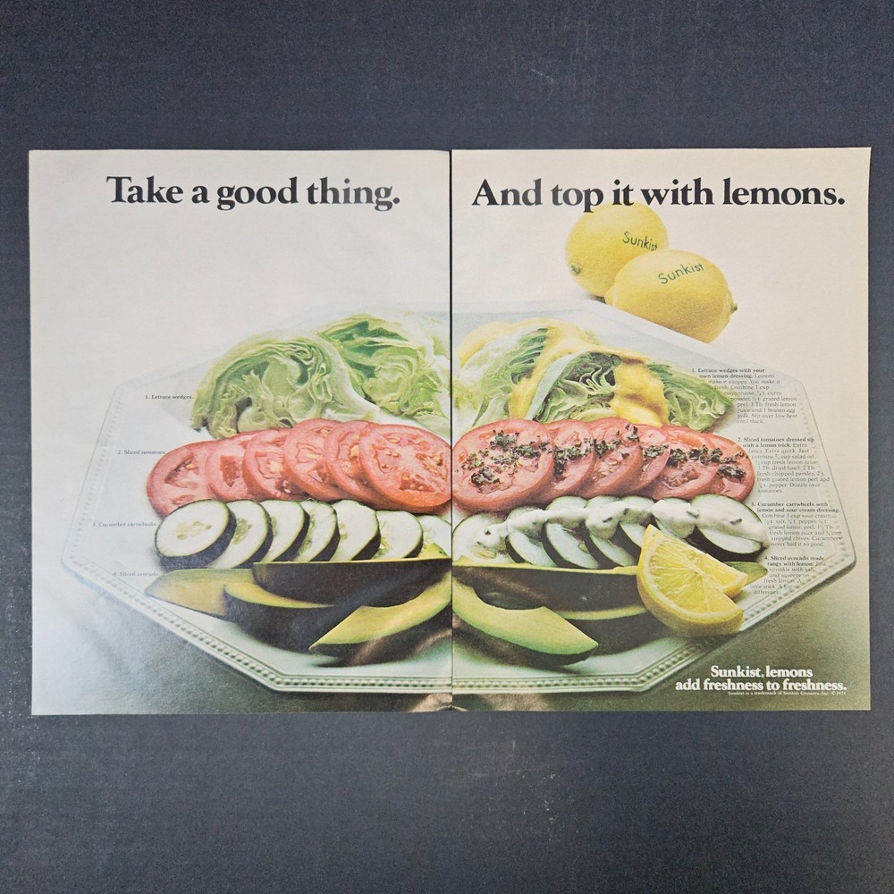 1974 Sunkist Growers Inc Lemons Vintage Print Ad Recipe Ideas Take A Good Thing